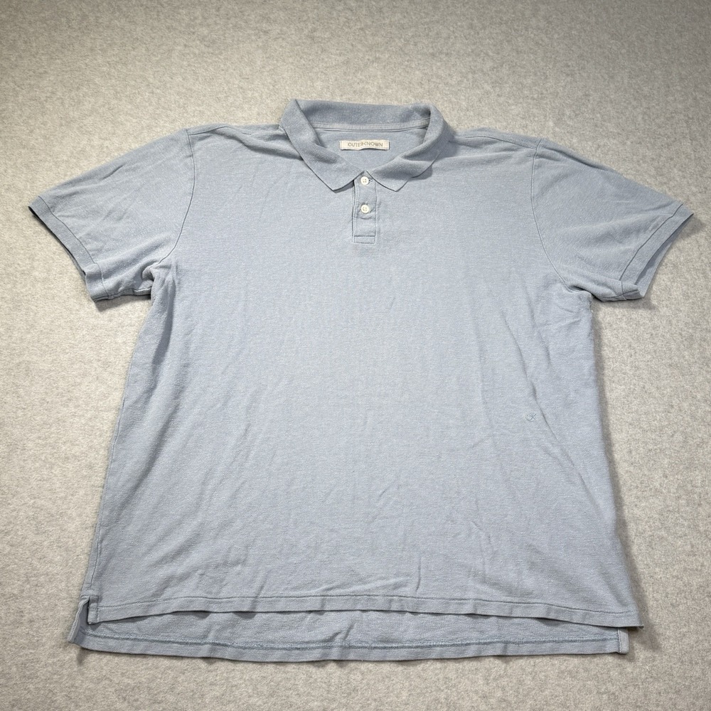 Outerknown Polo Men's XL Blue Nomadic Pique Knit Hemp Cotton Beach Surf